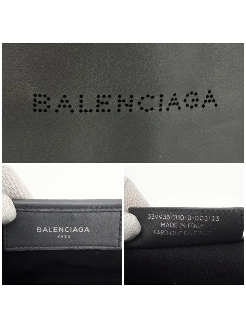 Balenciaga Navy Cabas S Leather Perforated Handbag 2-Way